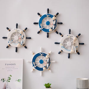 Wholesale Mediterranean Wood Craft Creative Rudder Decoration Pendant Rudder Steering Wheel Decoration Wall Hanging