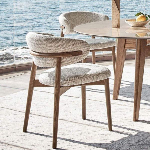 Nordic Modern Design Solid Wood Dining Chair Fabric Upholstered Restaurant Chairs for Hotel Home Apartment Home Bar/Kitchen Use