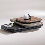 Custom Modern Rectangular Wood Coffee Table Home Decoration Rotating Furniture for Living Room Oak Finish