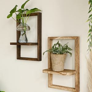 Scandinavian Creative Wooden Flower Pot Rack Nail Wall Bookshelf Living Room Wall Decoration Wood Crafts Wooden Boxes Wall Signs