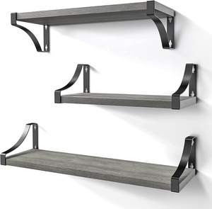 Floating Shelves Wall Mounted Set of 3, Rustic Wood Wall Shelves for Bedroom, Bathroom, Living Room, Kitchen