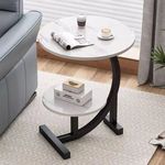 JINSHAN Modern Movable MDF Wooden round Side Table for Home Villa Hotel Bedroom Living Room Coffee Table Furniture