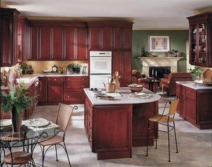 Artisanal Retro Wooden Cabinet Set with Island Counter | Handcrafted Storage for Luxury Villas & Dining Rooms